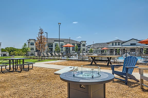 Outdoor gaming area at The Westerly Apartments in Midlothian Texas