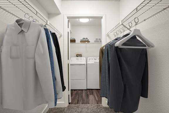 Walk in closet at Horizon East Apartments in Aurora, CO