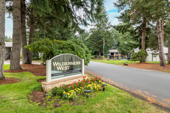 Wilderness West Apartments Monument Sign and Entrance in Olympia, Washington