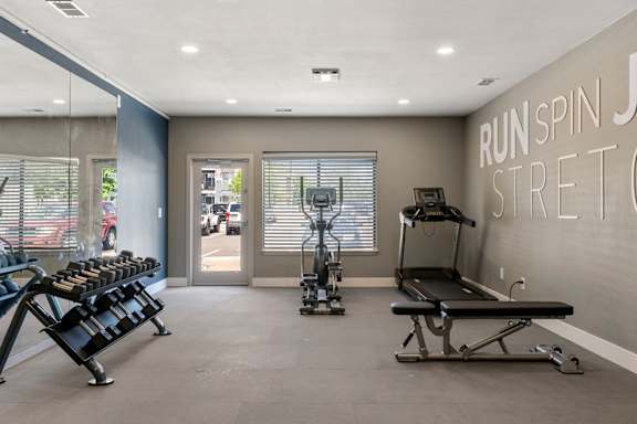 Fitness Center with various gym equipment at Horizon East.