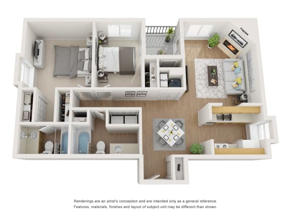 2 Bedroom 2 Bath Floorplan at Horizon East Apartments, Colorado, 80017
