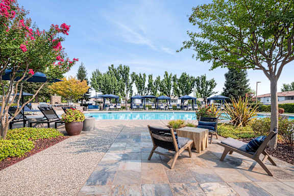 Resort Style Pool and Sun Deck at Ascent at the Galleria in Roseville, California