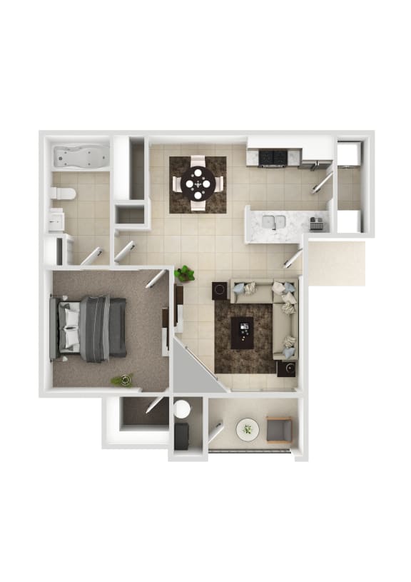 1-bed-1-bath-667-sq-ft Floor Plan at Aviara Apartments, Las Vegas, NV, 89147