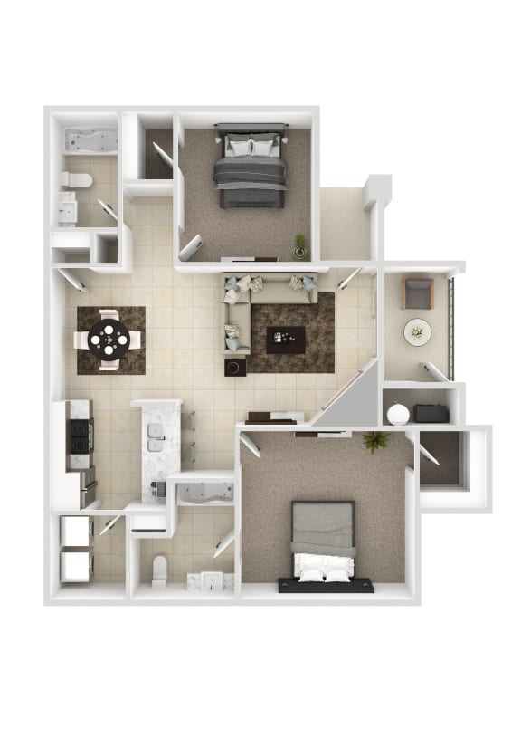 2-bed-2-bath-952-sq-ft Floor Plan at Aviara Apartments, Nevada, 89147