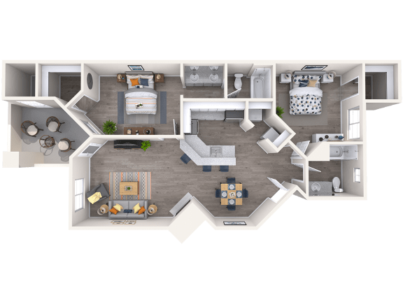 2 Bed 2 Bath 1335 Sq Foot Layout at Boulders at Lookout Mountain Apartment Homes, Phoenix, AZ