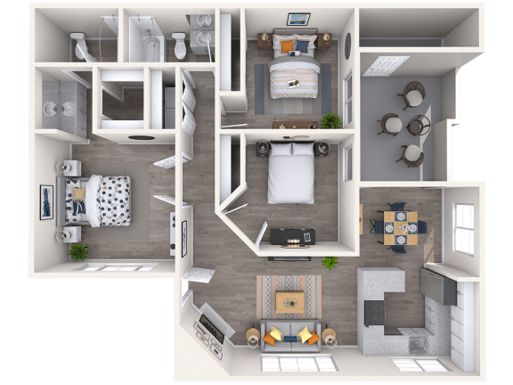 3 Bed 2 Bath 1490 Sq Foot Layout at Boulders at Lookout Mountain Apartment Homes, Phoenix, 85022