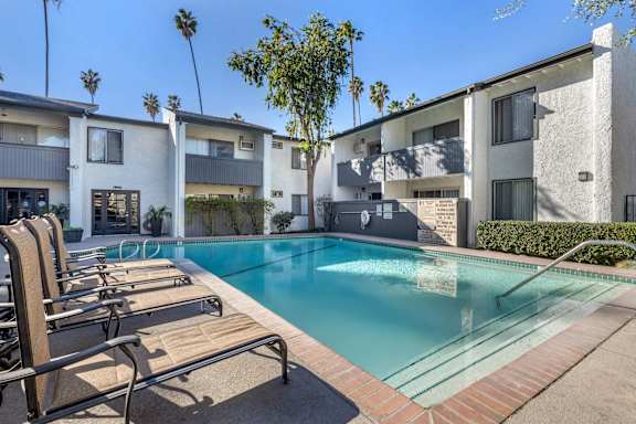Glimmering Pool at Twenty 2 Eleven Apartments, Canoga Park, California