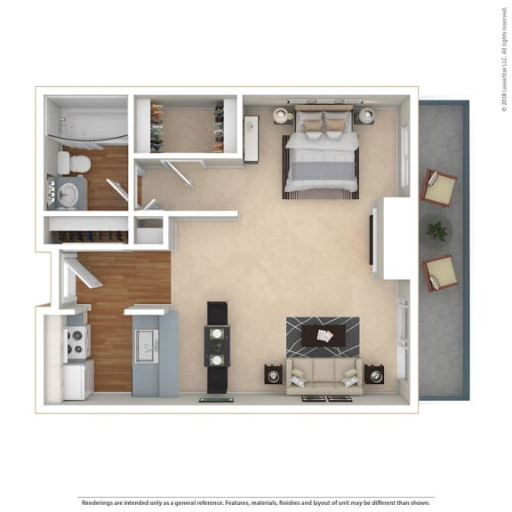 STUDIO - LARGE 0 Bed 1 Bath Floor Plan at Twenty 2 Eleven Apartments, Canoga Park, CA