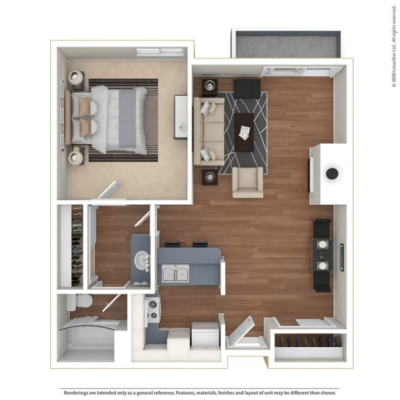 1BR/1BA 1 Bed 1 Bath Floor Plan at Twenty 2 Eleven Apartments, Canoga Park, 91306