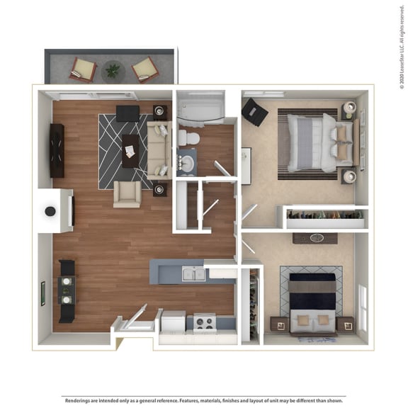 2BR/1BA 2 Bed 1 Bath Floor Plan at Twenty 2 Eleven Apartments, Canoga Park, California