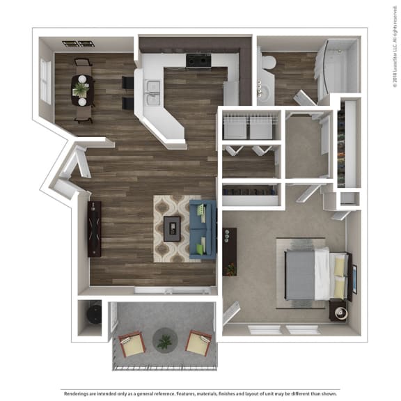 1 Bed, 1 Bath Floor Plan at Renaissance Apartment Homes, California