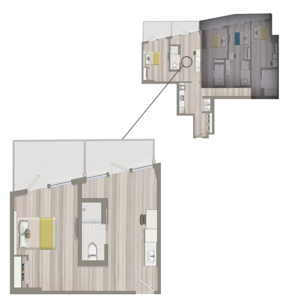 Furnished Co-Living Studio Boutique Suite L at NMS La Jolla, Los Angeles, 90048