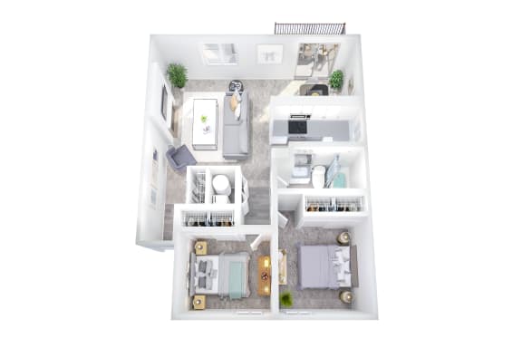Floor Plan  Two Bedroom One Bath at Cedar Heights, Washington, 98034