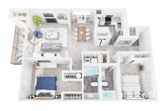 Floor Plan  Two Bedroom Two Bath at Cedar Heights, Kirkland, WA 98034