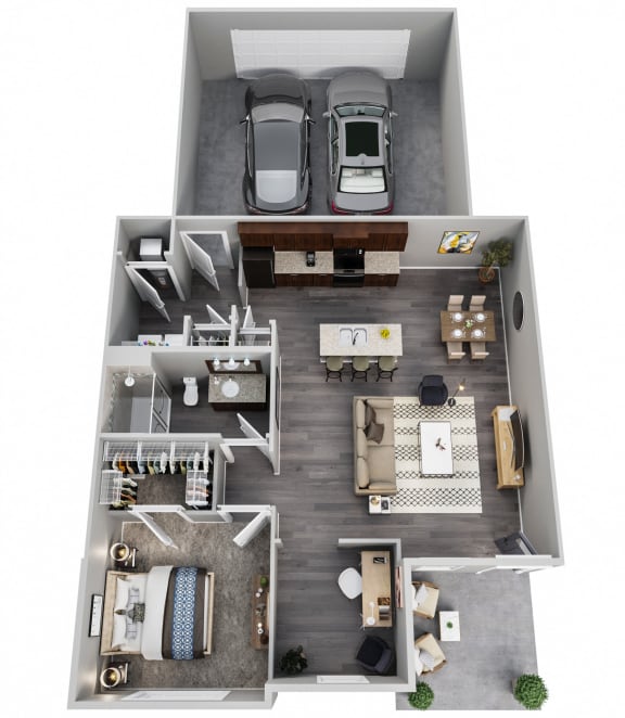 Floor Plan  One Bed One Bath Floorplan at Sunrise on the Monon, Carmel, Indiana