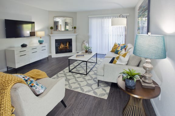 large living room with fireplace, patio at Club Pacifica, Benicia, 94510