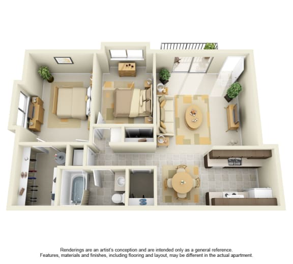 2 Bed 1 Bath Floor Plan at Woodlake, Escondido