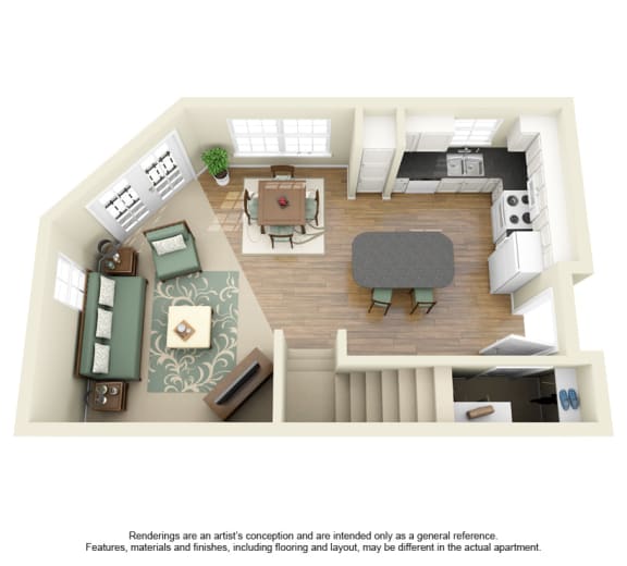 A4 Floor Plan at Villas at Katy Trail Apartments, Dallas