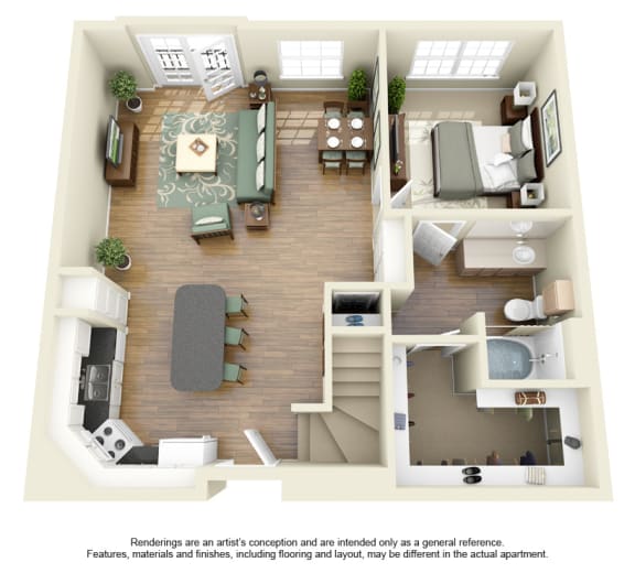 C5 Floor Plan at Villas at Katy Trail Apartments, Dallas
