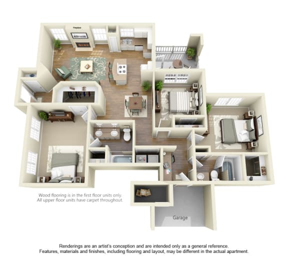 3 bed 2 bath at Cypress Lake at Stonebriar Apartments, Frisco, TX, 75034