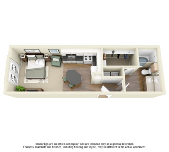 Floor Plan  E2 Floor Plan at Villas at Katy Trail Apartments, Dallas, 75201