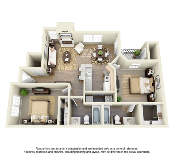 Bentley Place at Willow Bend offers spacious 1, 2 & 3 Bedroom Apartments in Plano, TX! This is out 2 bedroom floor plan option!