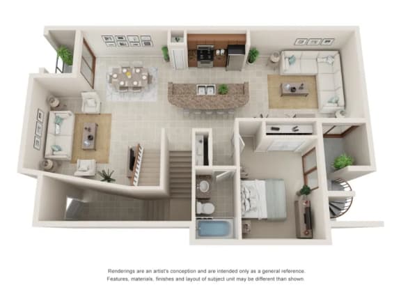 3 Bed Floor Plan at Dolce Villagio Townhomes, Tempe, AZ, 85281