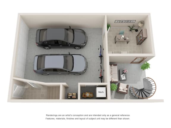 3 Bedroom 3 Bathroom Floor Plan at Dolce Villagio Townhomes, Arizona, 85281