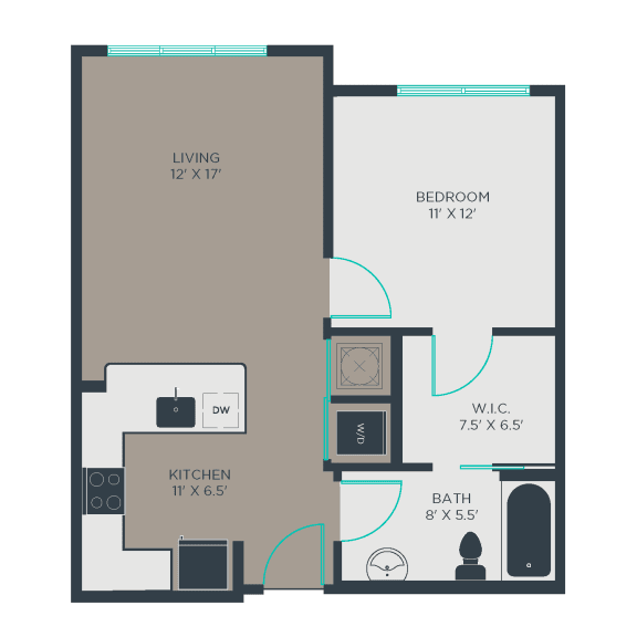 1B Floor Plan at Link Apartments® Manchester, Virginia