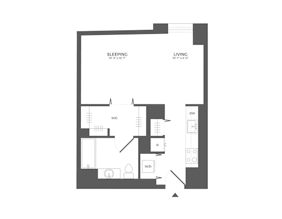 A floor plan of a house with a living room, dining room, kitchen, and bedrooms.