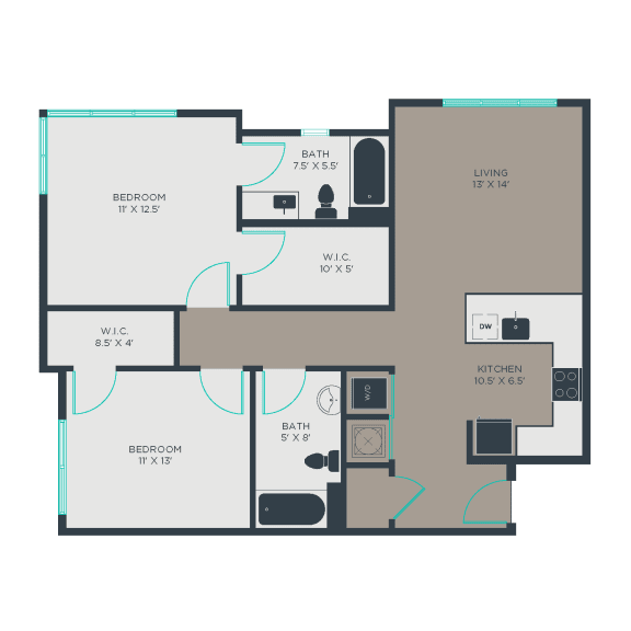 2C Floor Plan at Link Apartments® Manchester, Richmond, 23224