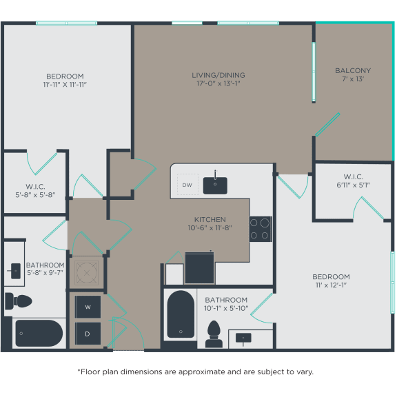 B2 Floor Plan at Link Apartments&#xAE; 4th Street, Winston-Salem, 27101