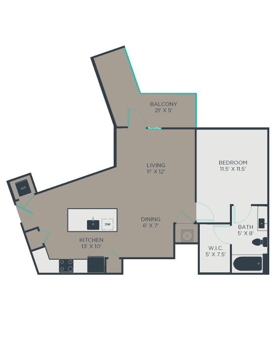 A6 Floor Plan at Link Apartments® Brookstown, Winston Salem