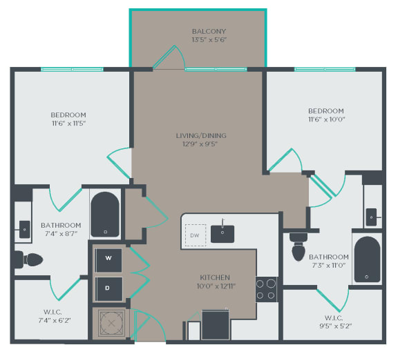 B1_1 Floor Plan at Link Apartments® Linden, Chapel Hill, NC, 27517