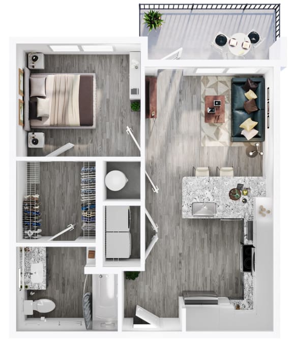Floor Plan  1 bed 1 bath D at Link Apartments&#xAE; CYKEL Apartments, Charlotte , 28208