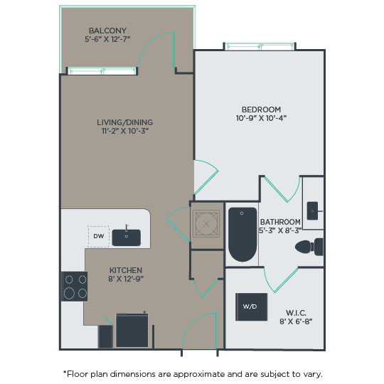 A2 Floor Plan at Link Apartments&#xAE; Mint Street, Charlotte, North Carolina