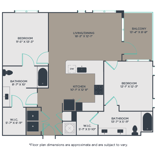 B3A Floor Plan at Link Apartments&#xAE; Mint Street, Charlotte, 28203