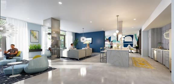 Eat-In Table With High Chairs In Clubhouse at Link Apartments® Grant Park, Georgia, 30312