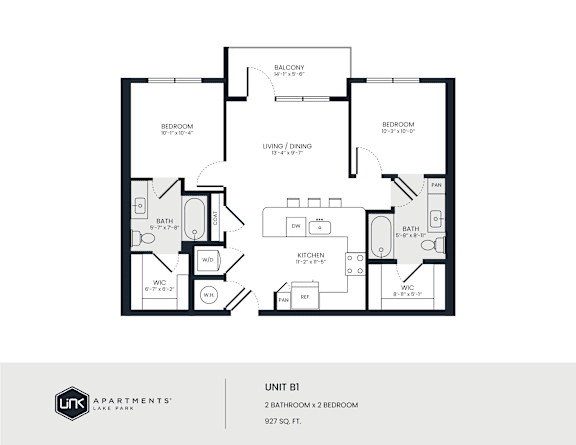 A floor plan for a two bedroom apartment.