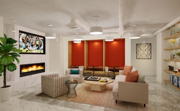 Brand new clubhouse and lounge  at Link Apartments® Montford, Charlotte, 28209