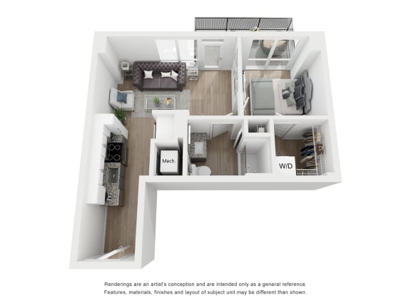 A7 Floor Plan at Link Apartments&#xAE; H Street, Washington, DC