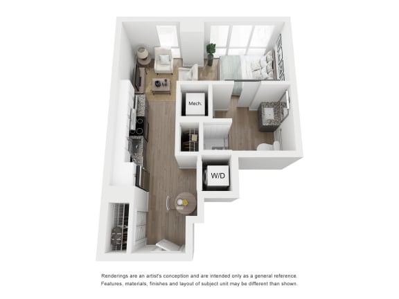 Floor Plan  Studio 1 bath S4A Floor Plan at Link Apartments&#xAE; H Street, Washington, Washington