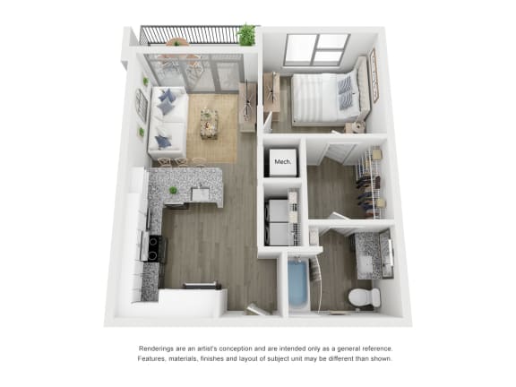 A2 Floor Plan at Link Apartments&#xAE; Broad Ave, Tennessee