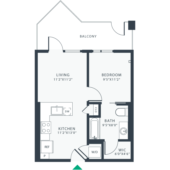 Floor Plan  1 bed 1 bath E at Link Apartments&#xAE; Four 12, California