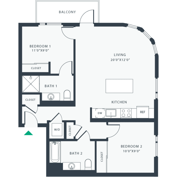 2 bed 2 bath C at Link Apartments® Four 12, California