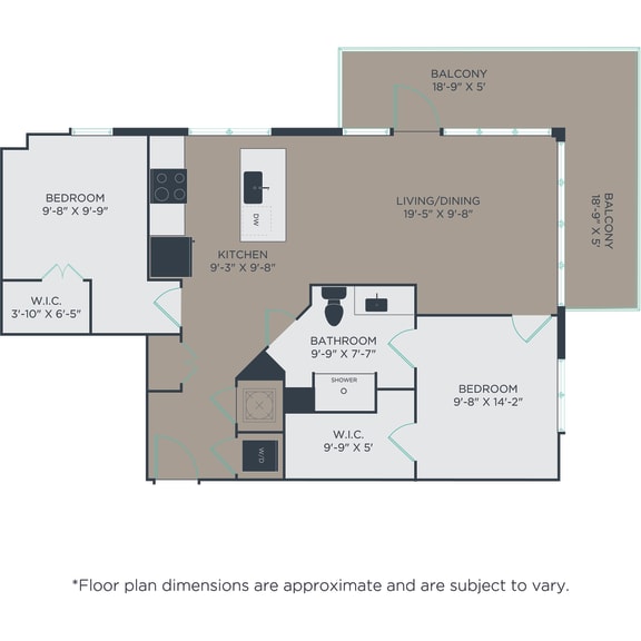 1 bed 1 bath AD2 Floor Plan at Link Apartments&#xAE; H Street, Washington, DC, 20002