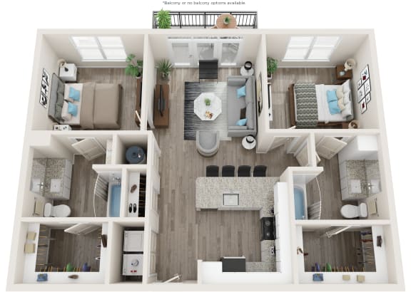 B1 Floor Plan at Link Apartments® Linden, Chapel Hill, NC, 27517