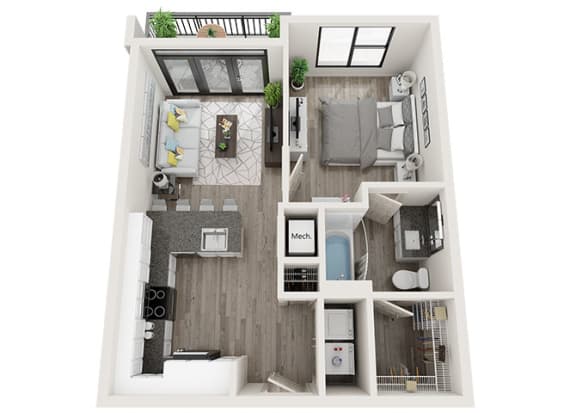 A1 Floor Plan at Link Apartments® Innovation Quarter, Winston Salem, 27101