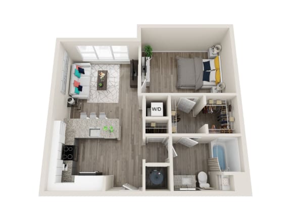 A7 1 Bed 1 Bath 762 Sqft Floor Plan at Link Apartments® Grant Park, Atlanta, GA