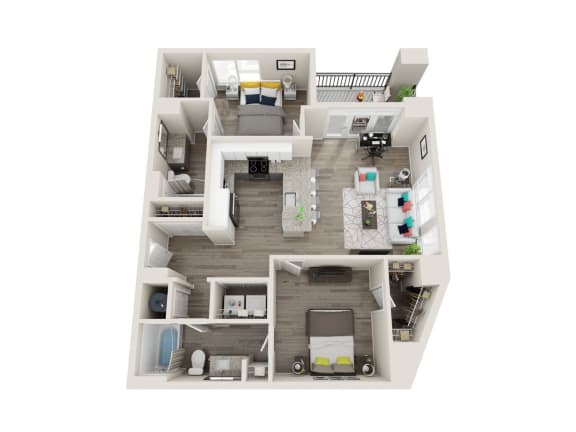 B2-Alt 2 Bed 2 Bath 1085 Sqft Floor Plan at Link Apartments® Grant Park, Georgia